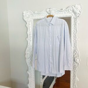 BURBERRY London Mens Blue and Red Striped Plaid Button Down Dress Shirt